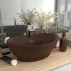 Oval Washbasin with Overflow Matte Dark Brown 58.5x39 Cm Ceramic