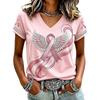 Women's Casual V-Neck Short Sleeve Printed Pullover T-Shirt for Everyday Wear