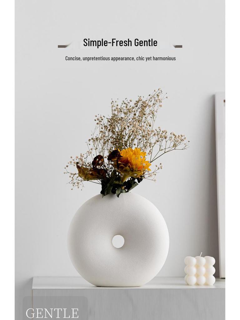Yuhuan Wabi-Sabi Ceramic Art Vase - French Luxury Decor Ornaments with Flowers