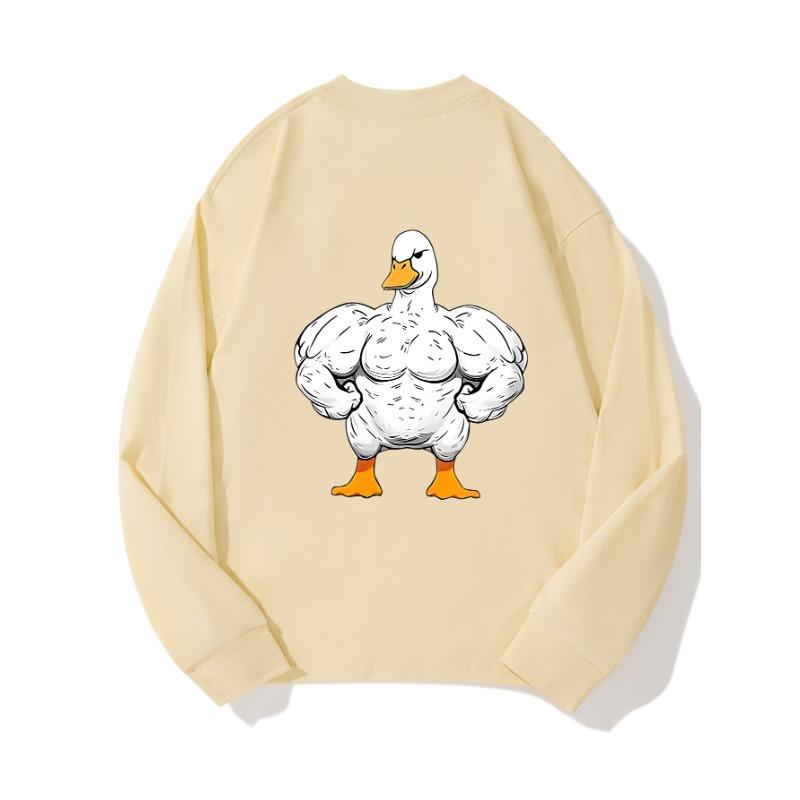 

Muscle Duck Panda Осенняя одежда с длинными рукавами из чистого хлопка, новый мужской и женский топ, весенний внутренний слой, базовая рубашка, футболка с круглым вырезом и длинными рукавами XXL бежевый
