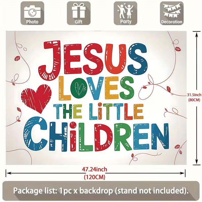 2D Religious Kids Backdrop Cloth for Sunday School Baptism Party Photo Booth Background