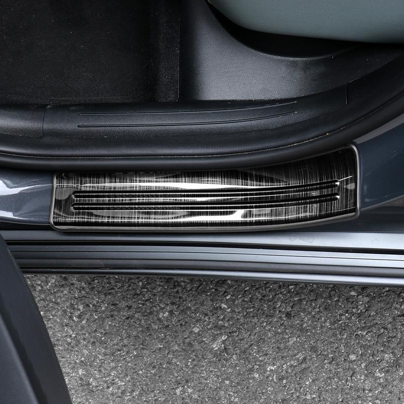 8PCS Car Stainless Black Rear Trunk Inner Guard Tailgate Threshold Strip Protection Cover Panel For Hyundai SX2 KONA 2024 2025