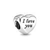 S925 Silver Heart-Shaped With Lettering Father Daughter Son Mother's Day Gift Suitable For DIY European Bracelets