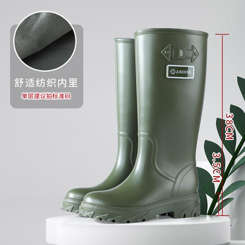 Fashion British high women's rain boots thickened non-slip extra high rain shoes rainy day outdoor versatile women's water shoes long rubber shoes