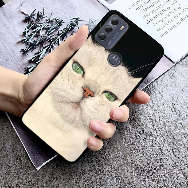 

Fun Cute Cat With Green Eyes Case For Motorola G85 G55 G05 G14 G75 G31 G50 G10 G20 G30 G60 G13 G32 G84 G54 G53 G72 G24 Power Moto G32