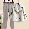 Autumn Winter Coat Loose Wide Leg Pants Three Piece Set for Women Plus Size Comfortable Lazy Style Fashionable