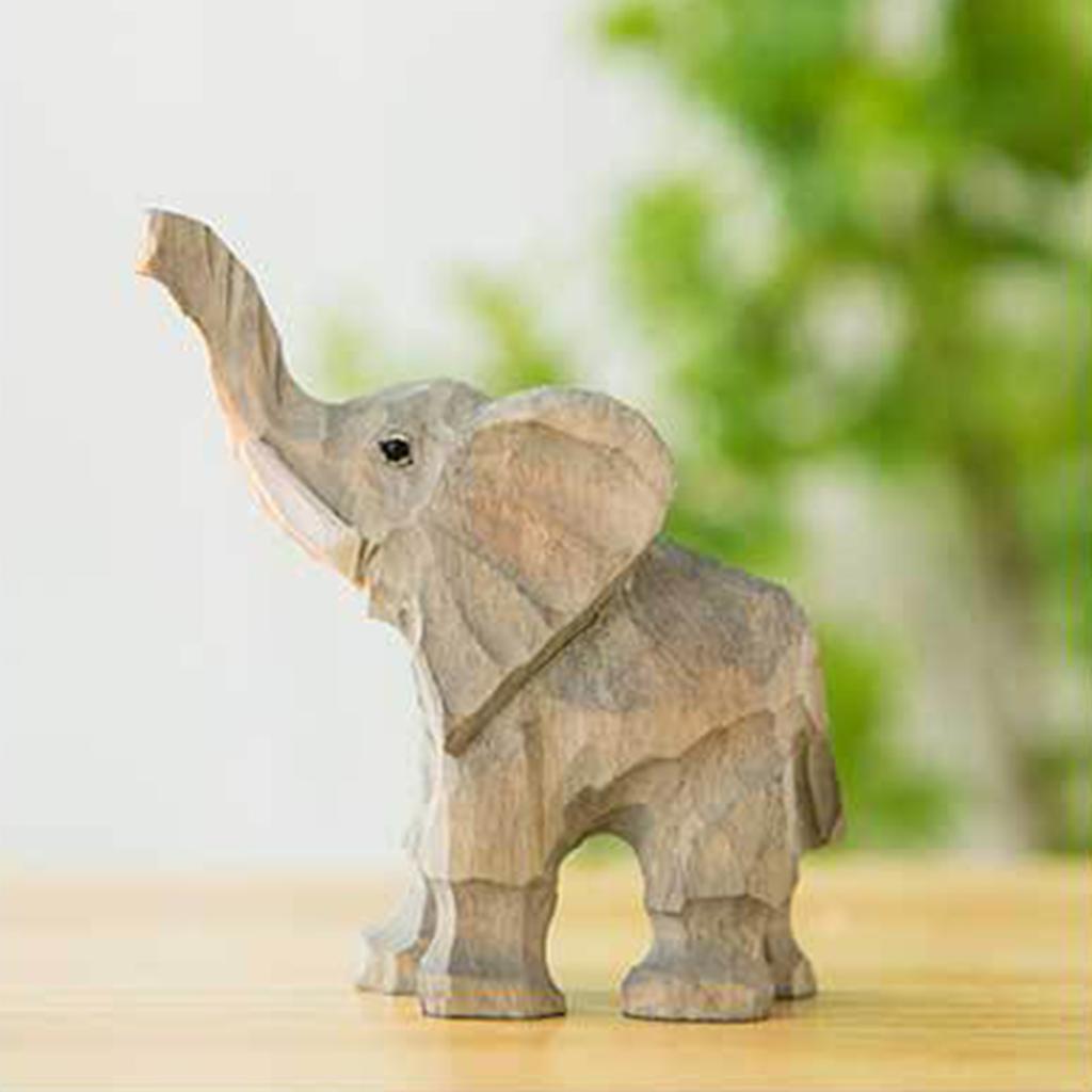 Hand-Carved Wooden Animal Statue Animals Figures Portable Animal Crafts Home Decoration for Table Bookshelf Fireplace Decor