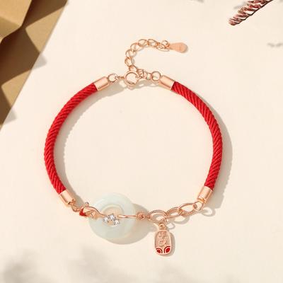 Original China-Chic Fivela Segura Corda Vermelha Corda de Mão Jade Hotan Natural Vitalício Nova Joia de Mão Koi Chinês