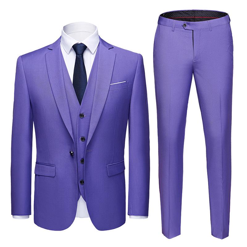 Men's Korean Style Slim Fit Wedding Tuxedo Three-Piece Suit