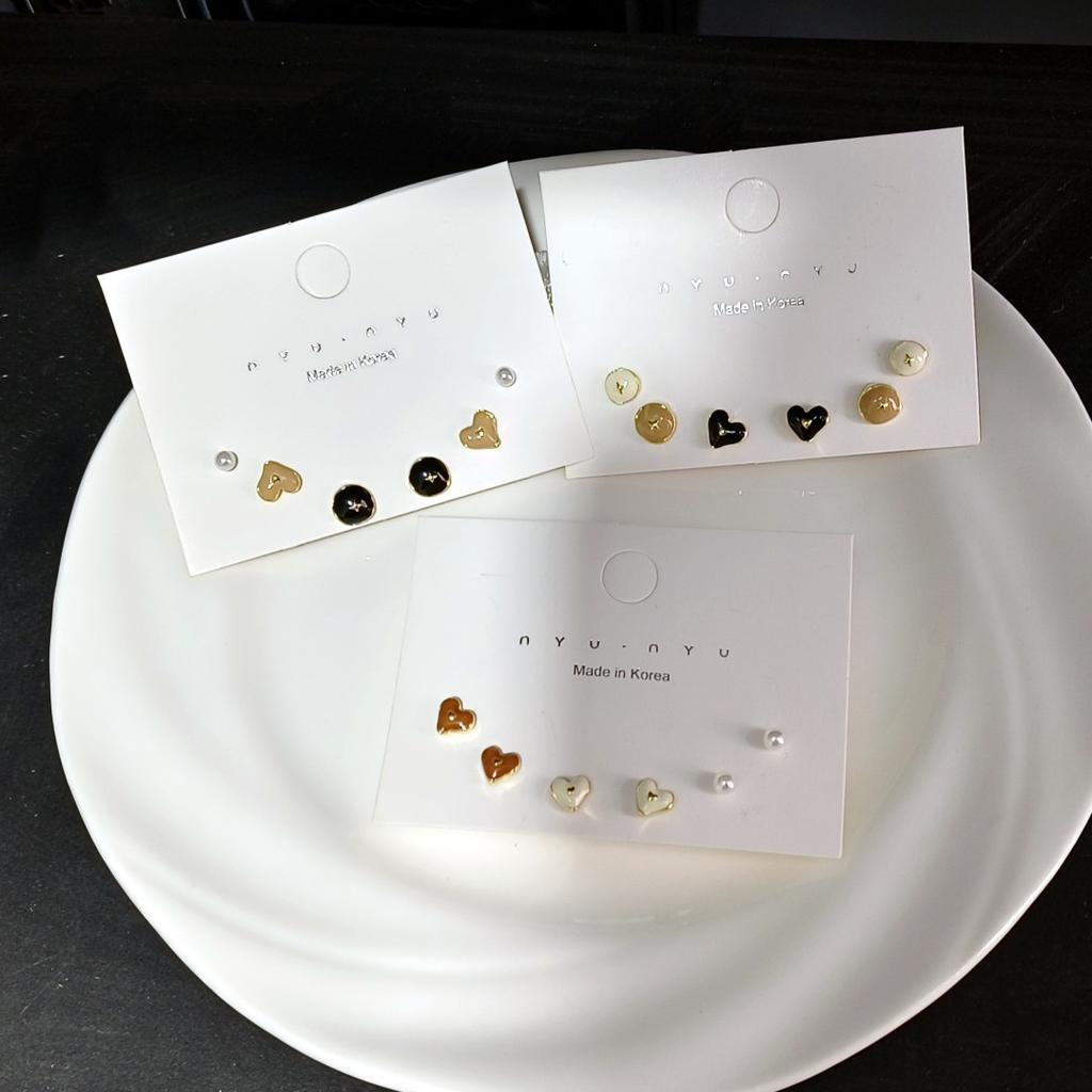 Six-piece set~ Small and delicate oil dripping geometric set, stud earrings 2025 new earrings ins