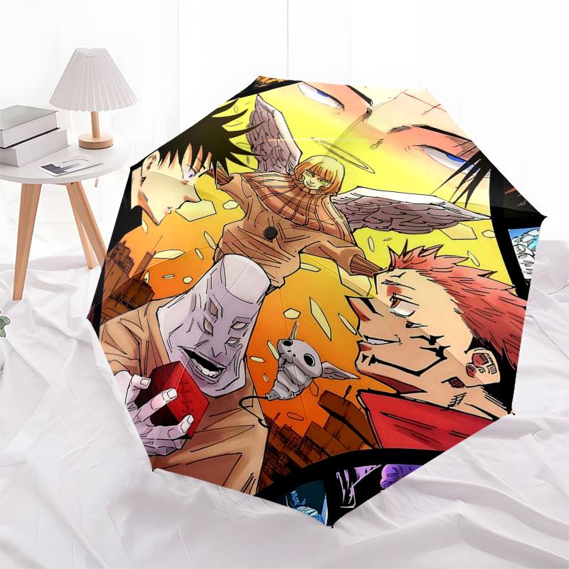 

1pc Jujutsu Kaisen Outdoor Umbrella - Automatic Opening/Closing, Portable 3-Fold Design with 8-Rib Iron Frame - Perfect Gift for Fans, Travelers, Dail