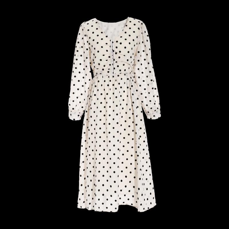TaTu V-Ausschnitt Tailliert Mittellanges Langarmkleid