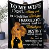 To My Wife Blanket Can't Live Without You Gift with Love Message Black and Golden Design Romantic Anniversary Valentines Present