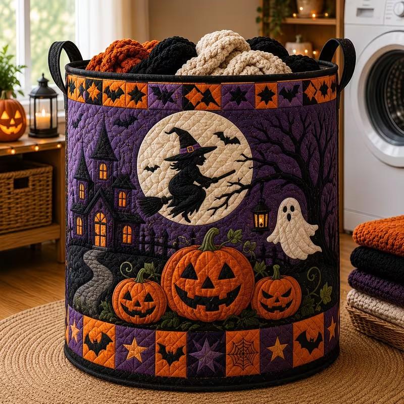 Halloween Quilted Cotton Laundry Basket Storage Organizer Home