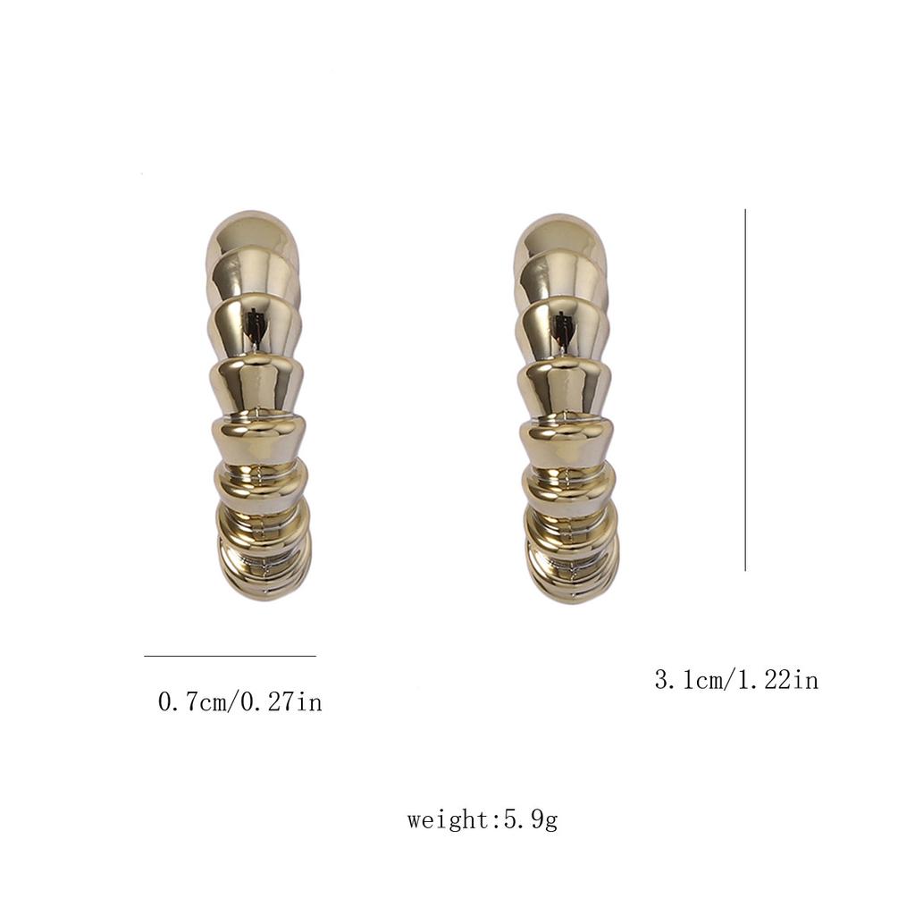 Cold and elegant gold and silver spiral irregular thread C-ring earrings, high-end electroplated style, unique and individualistic stud earrings