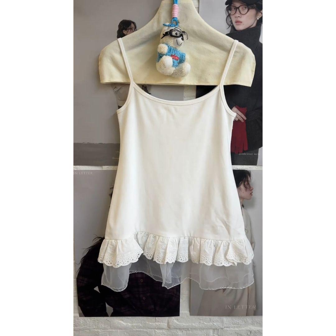 

Women s White Lace-Trimmed Camisole - Slim Fit Summer Tank Top Small
