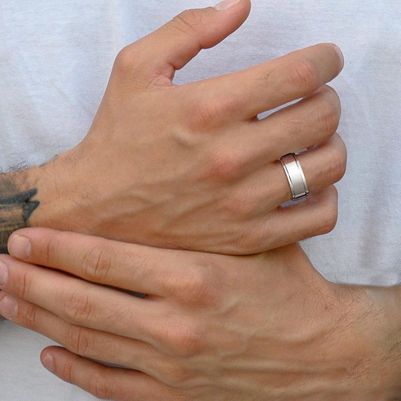 Vnox Rotatable Spinner Ring For Men Women,6/8mm Solid Glossy Matte Wedding Band,Basic Simple Casual Classic Retro Fraternal Ring