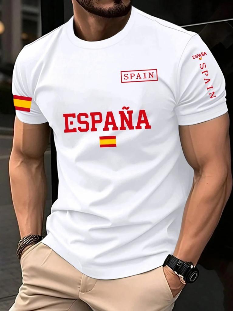Spain 2026 Football Jersey for Men Classic God Spain Casual Short Sleeve Tops Casual O-Neck Sports Style T-Shirt Man Clothing