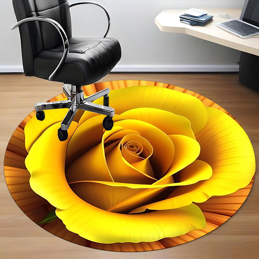1 Stück Gelbe Rose Stuhlteppich für das Büro, Rutschfest, Weich und Langlebig, Perfekt für das Büro yy260131025