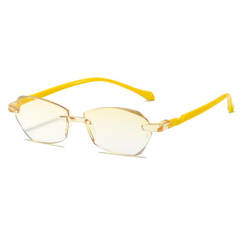 Rimless Reading Glasses Women Vintage Frameless Diamond Cut Edge Hyperopia Eyeglasses Anti Blue Light Computer Eyewear +1.0~+4.0