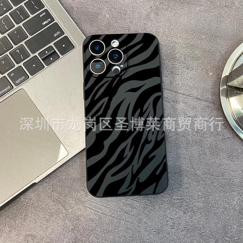 Black stripes for iPhone15 mobile phone case 14PROMAX all-inclusive 13 anti-drop 16/15 protective case 17