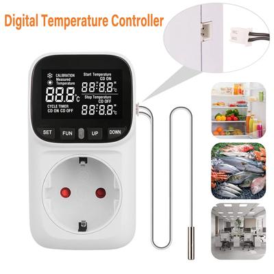 LCD Digital Thermostat 16A EU Plug Heating Cooling Temperature Controller Socket High-Precision Socket Outlet With Timer Sensor