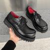 2025 new thick-soled heightened British style big head Derby shoes old retro Mickey casual leather shoes 15548-J