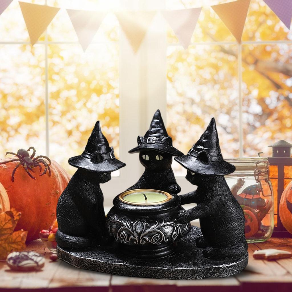 Halloween Table Decor Black Cat Votive Tealight Candle Holders Halloween Decorations Indoor Table Centerpieces Gift