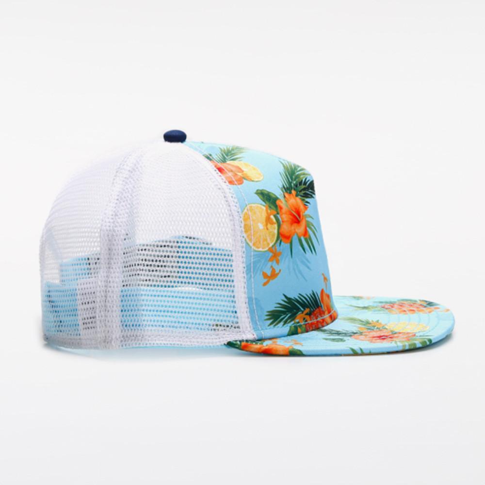 Sommerliche atmungsaktive Baseballkappe mit Ananas-Print und verstellbarem breitem Schirm für Damen und Herren