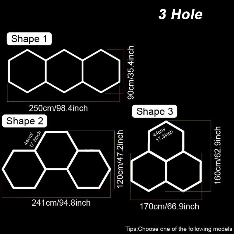 LED Hexagon Garage Lights Honeycomb Led Tube Lighting 85V-265V Car Detailing Ceiling Shop Light for Gym Car Care Wash Room