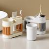 Modern Plastic Toothbrush Holder with Cups Mounted Bathroom Organizer for Couples Non-Electric Toothbrush and Mouthwash Cup Set