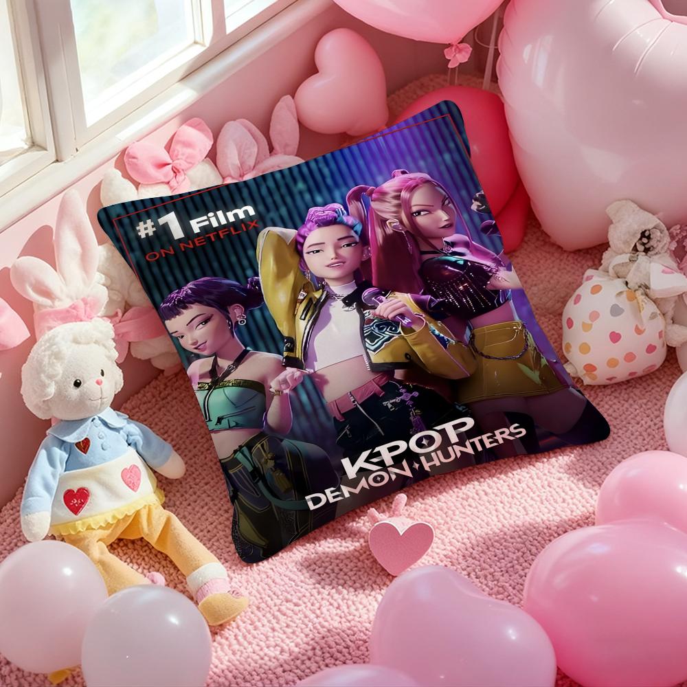 K-Pop Demon Hunters Pillow Case Soft Plush Fabric Double-Sided Printed Cushion Cover Warm Winter Sofa Pillow Case For Home
