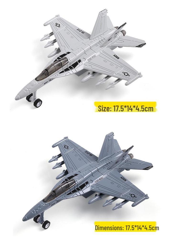 Meileqi Alloy Fighter Jet Toy with Pull-back, Sound & Light - F14, F15, F18, F22 Models