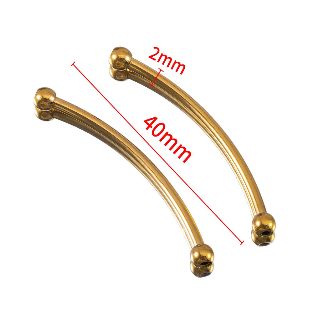 5pcs Stainless Steel 30 35 40mm Perforated Bend Tube Beads DIY Jewelry Connector Beads Craft Bracelet Necklace Finding Wholesale