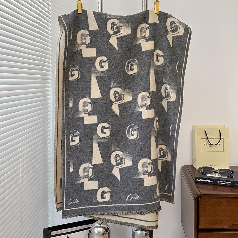 letter circulation diagram, simple style printing elements, women's imitation cashmere warm scarf, air conditioner shawl circumference
