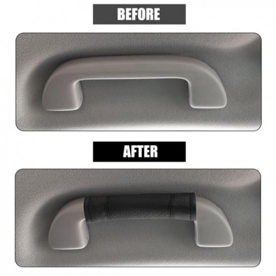 2pc Car Accessories Faux Leather Door Soft Handle Cover Protector Black