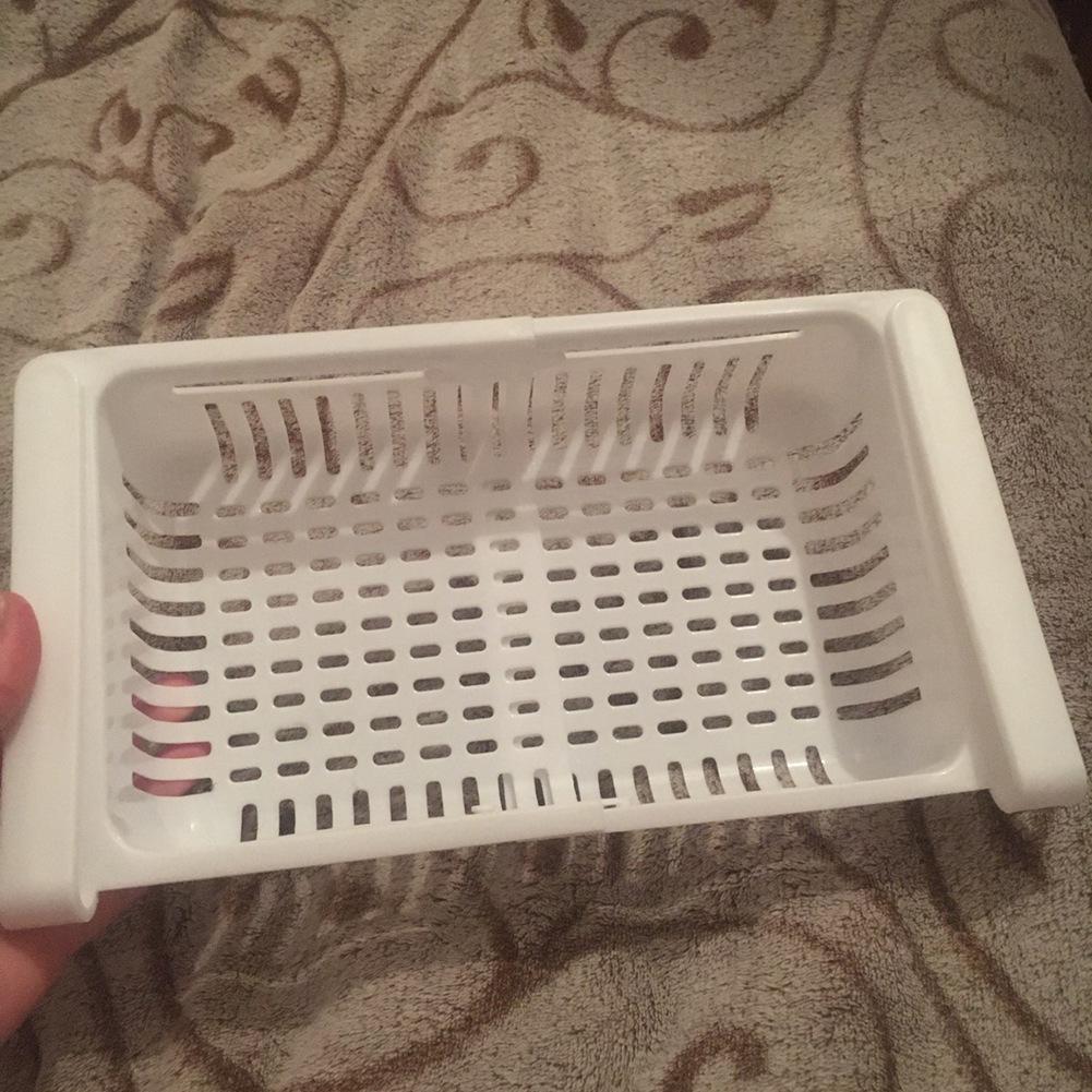 T02C!Adjustable Stretchable Fridge Organizer Drawer Basket Refrigerator Pull-Out Drawers Fresh Spacer Layer Storage