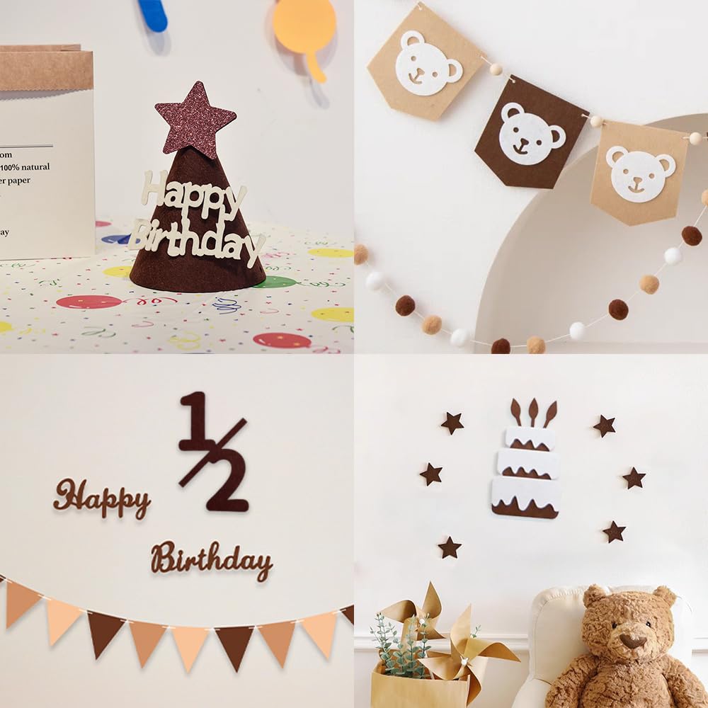 SensaBliss Birthday Decoration Set 1/2 Year Garland Banner Wall Decor Girls Boys Gift Party Happy Felt