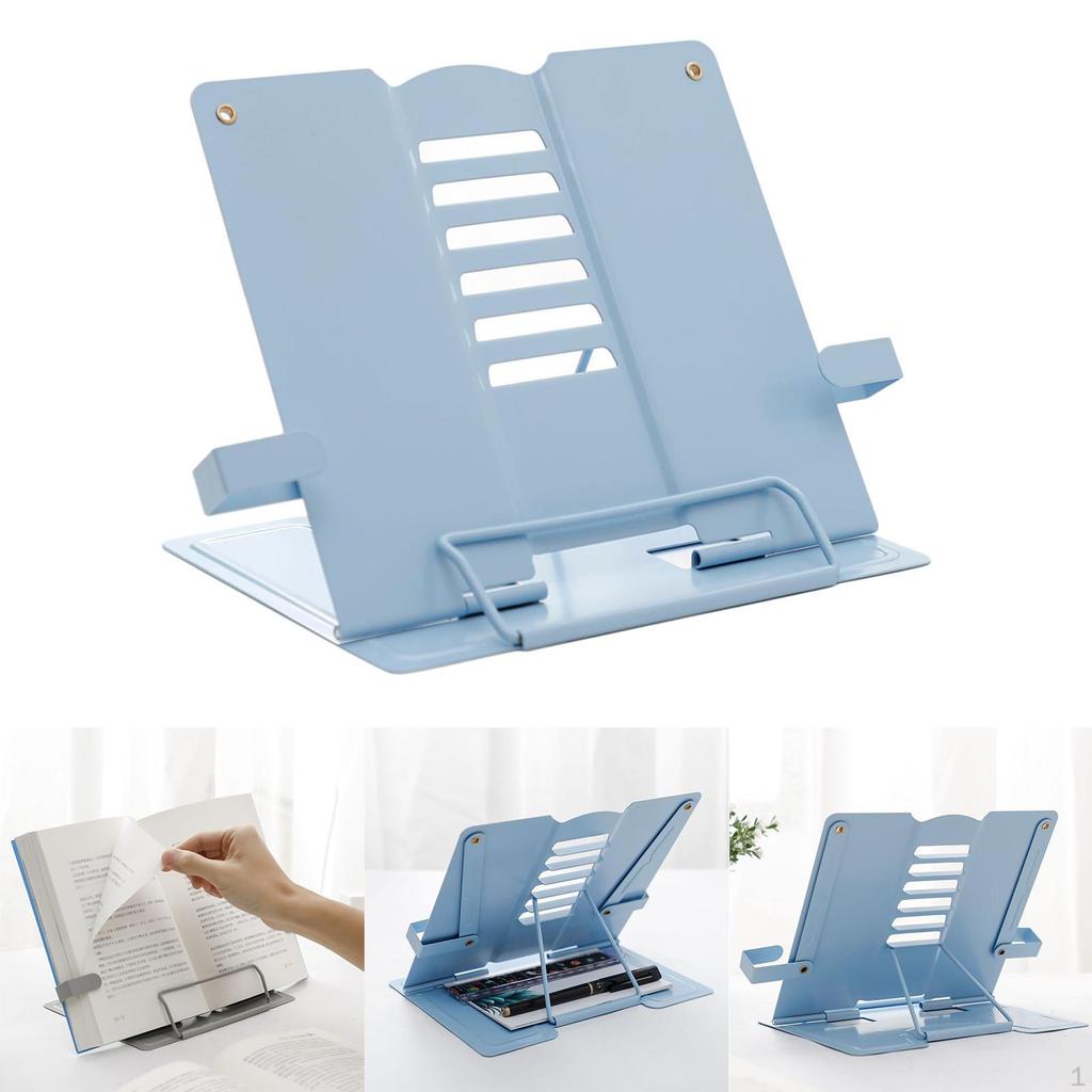 Buchständer, verstellbare Halterung und Büroklammern, Lesepult, tragbar, stabil, leicht