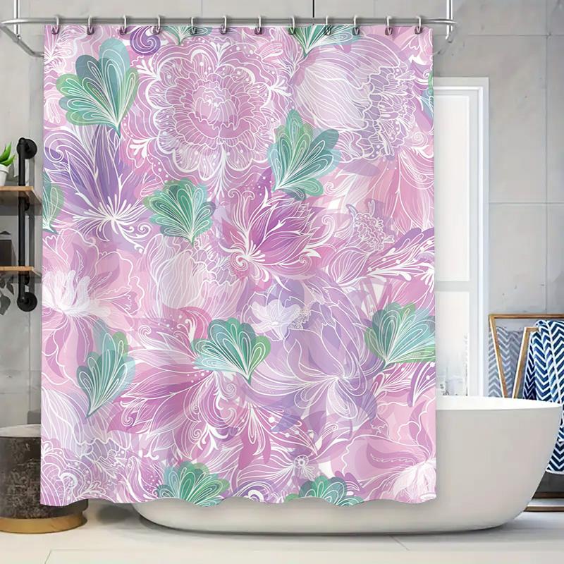 

Pink Floral Shower Curtain Home Decor Bathroom Liner For Bathtub Decoration Waterproof Printed Fabric Bath Accessories In Colors W60H190(CM)-1 Pcs