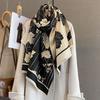 Personalized retro style flower striped scarf irregular striped design autumn and winter warm shawl fashionable versatile scarf