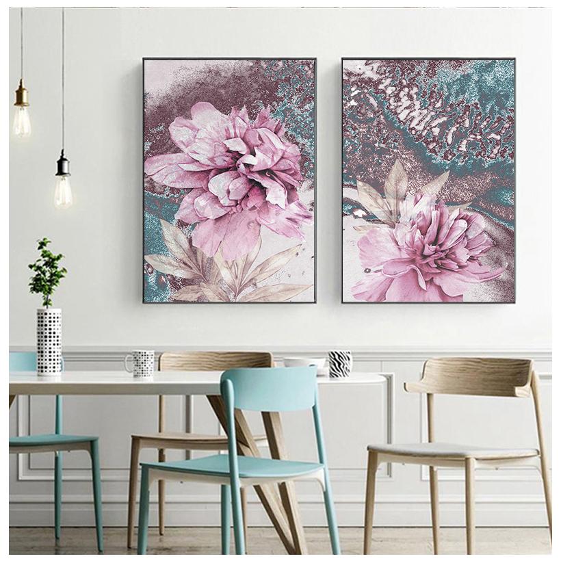 Absztrakt festmény virág poszter skandináv dekoráció plakátok és nyomatok Kezdőlap Fali művészet Virágok dekoratív képek keret nélkül