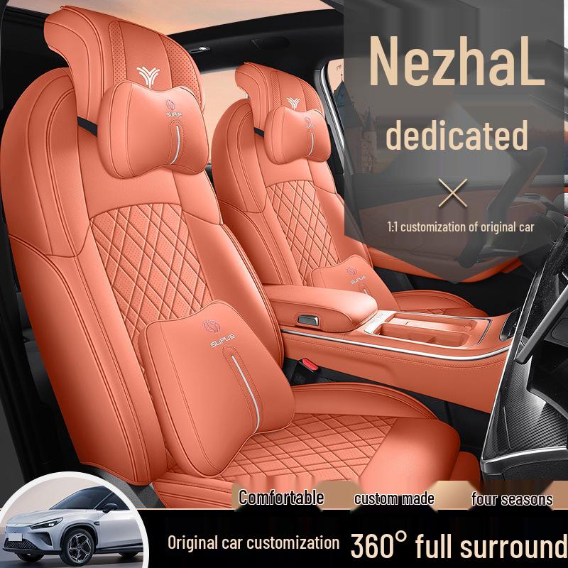 Nezha L Car Seat Cushion - New Model, Full Leather, Universal for All Seasons