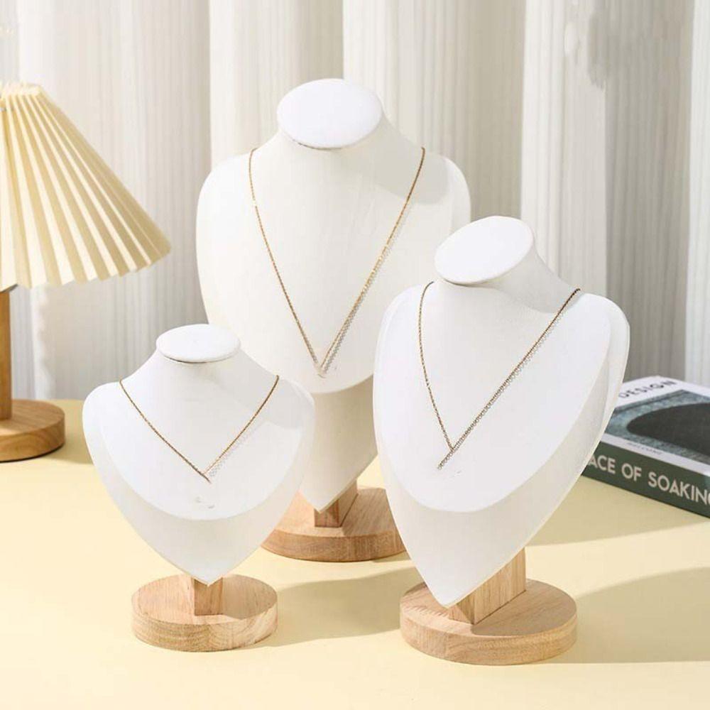 Zamszowy Stojak Ekspozycyjny na Naszyjniki Drewniane Rekwizyty Ekspozycyjne na Szyję Wysokiej Jakości Stojak do Przechowywania Biżuterii Naszyjnik