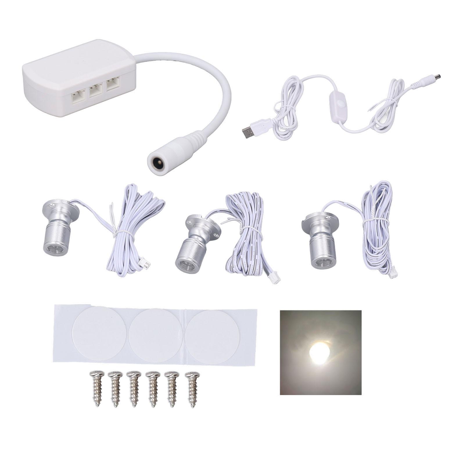 

Светодиодные точечные светильники 5 В USB витринный светильник 1-3 с регулируемой яркостью небольшой шкафчик для ювелирных изделий C Silver Natural Light