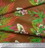 Soimoi Cotton Cambric Fabric Leaves & Lily Flower Print Sewing Fabric Metre 42 Inch