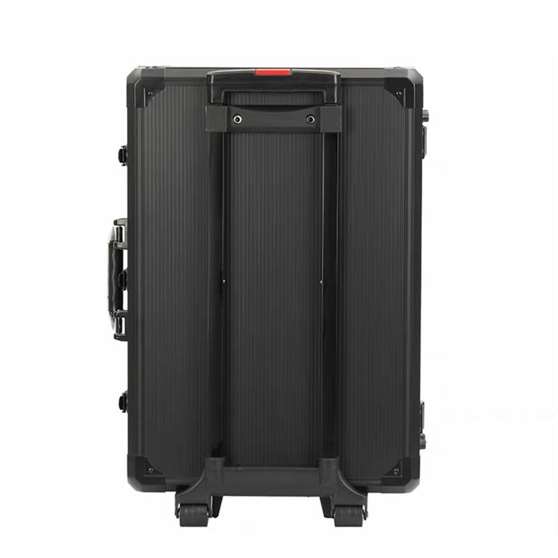 Model 00 Handheld Texas Hold'em Chip Case with 10 Black Chips, Code K300, Thickened Aluminum Alloy, Pull Rod Design.