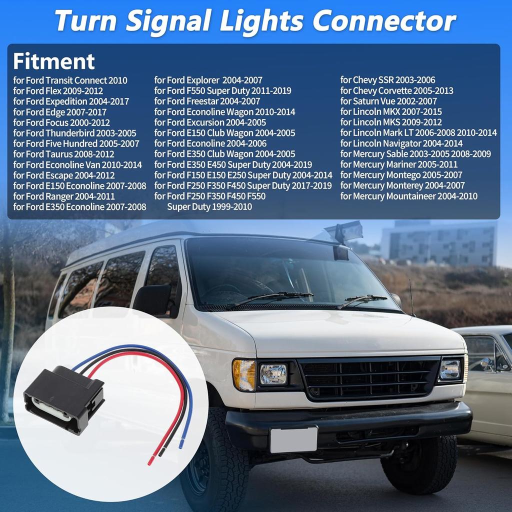 No.645-133 Turn Signal Socket Pigtail Connector Wire Harness for Ford F-150 2004-2014 Turn Signal Lights Connector 2 Pcs Replaces