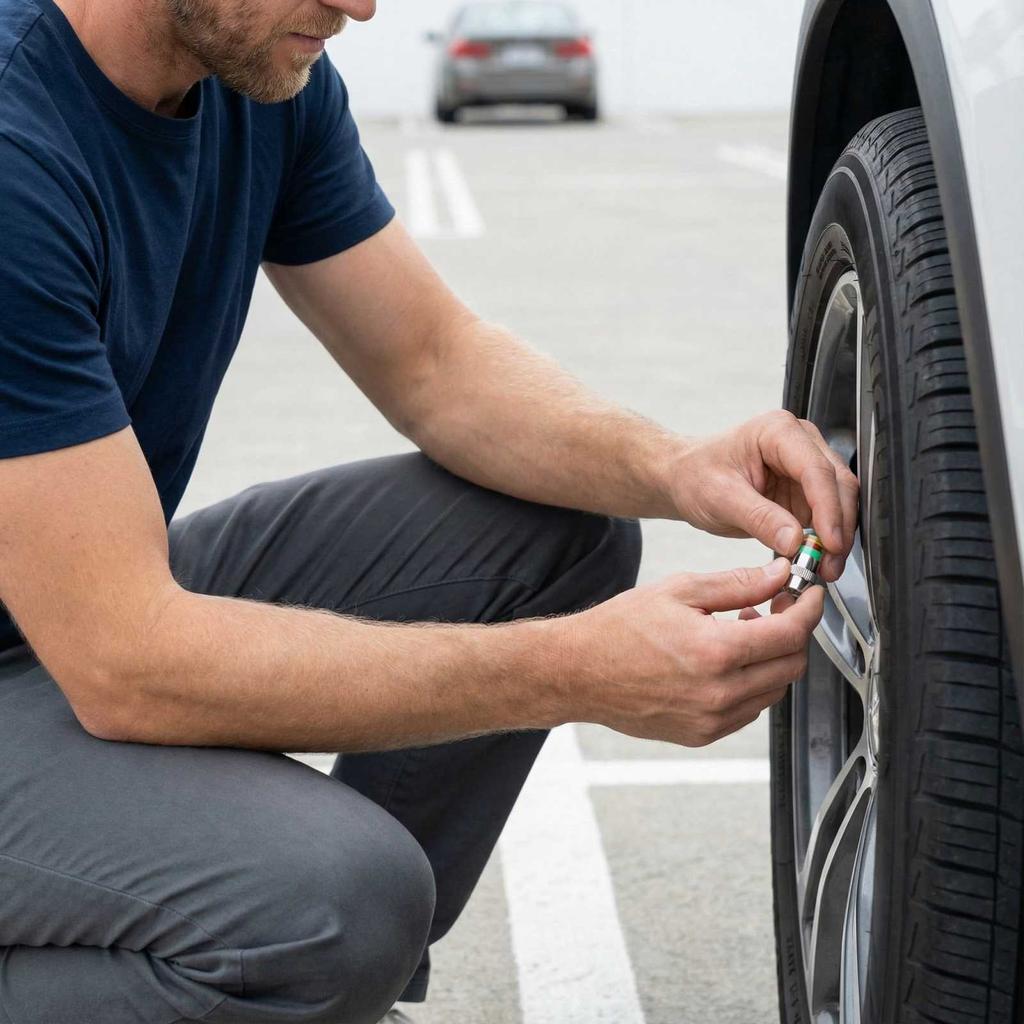 4 PCS Tire Pressure Monitor Stem Caps, Car Tire Pressure Monitor With 3-Color Eye Alert, Universal Stem Caps For Cars