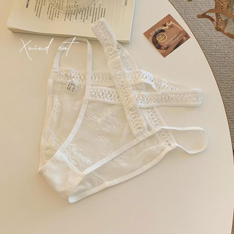 Sexy cross-strapped panties women's low waist hot perspective sweet girl lace edge breathable panties women